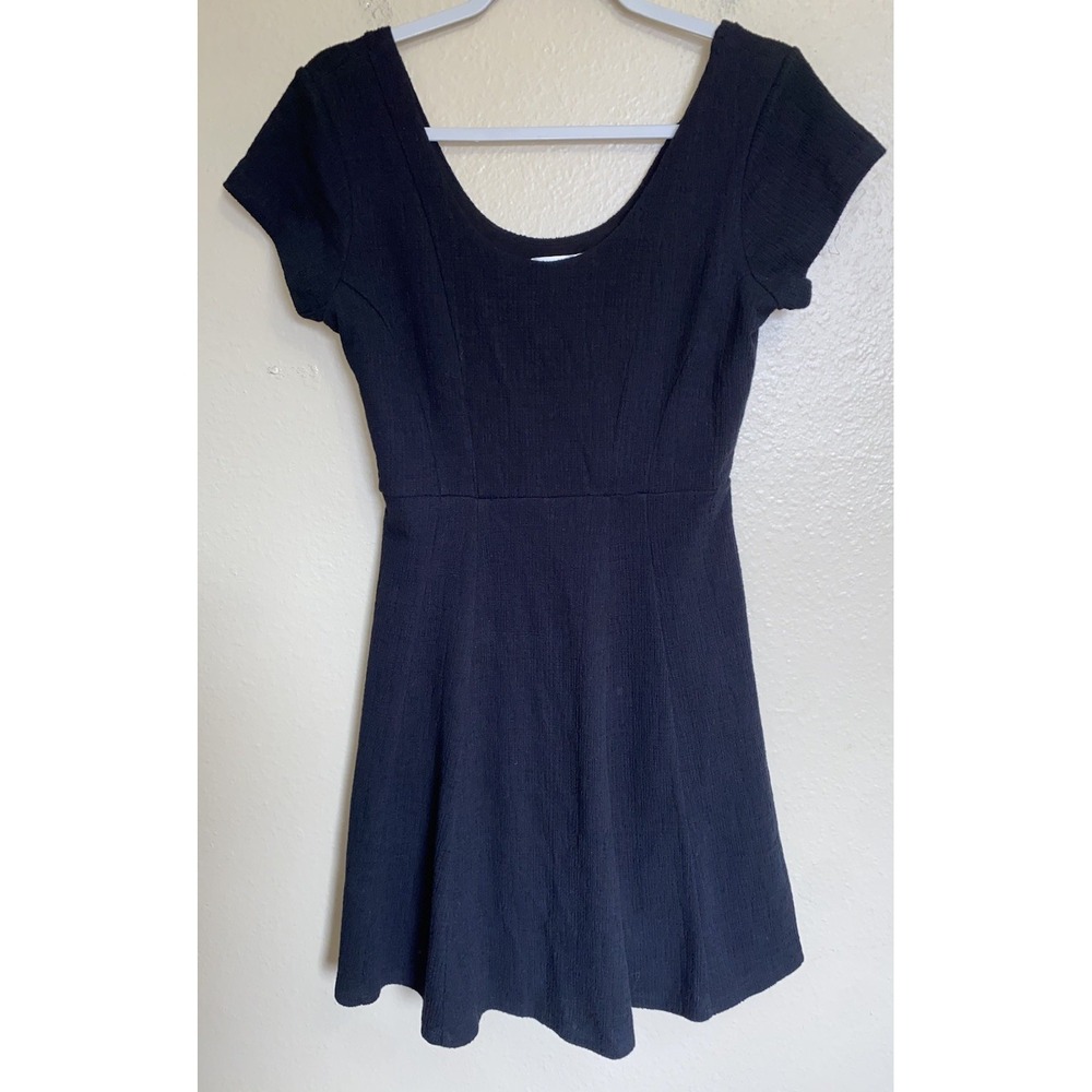 Maeve Anthropologie Dress Nova Textured Scoop Short Sleeve Dress Black Small